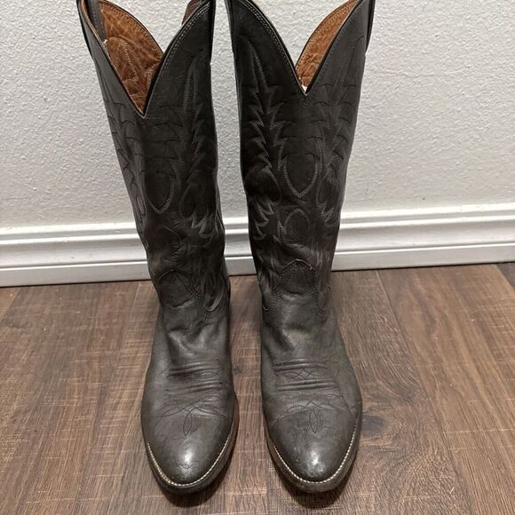 NOCONA Mens Size 7.5D Vintage Gray Leather Cowboy Western Boots Rodeo - Picture 2 of 10